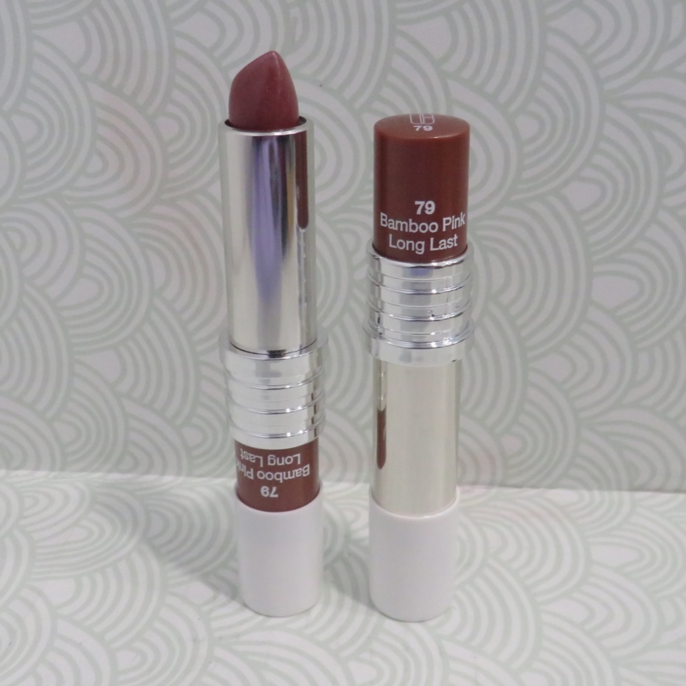 CLINIQUE💥LONG LAST LIPSTICK #79 BAMBOO PINK WHITE CAP - LOT OF 2💥